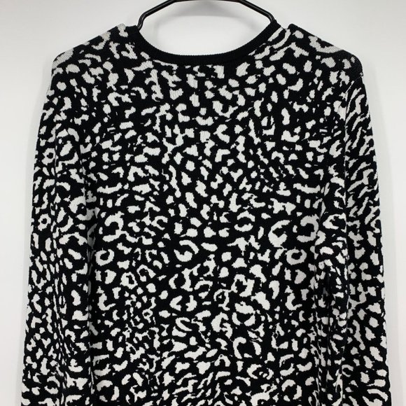 Express Dress Black White Animal Print Stretch Bodycon Midi - Picture 8 of 9